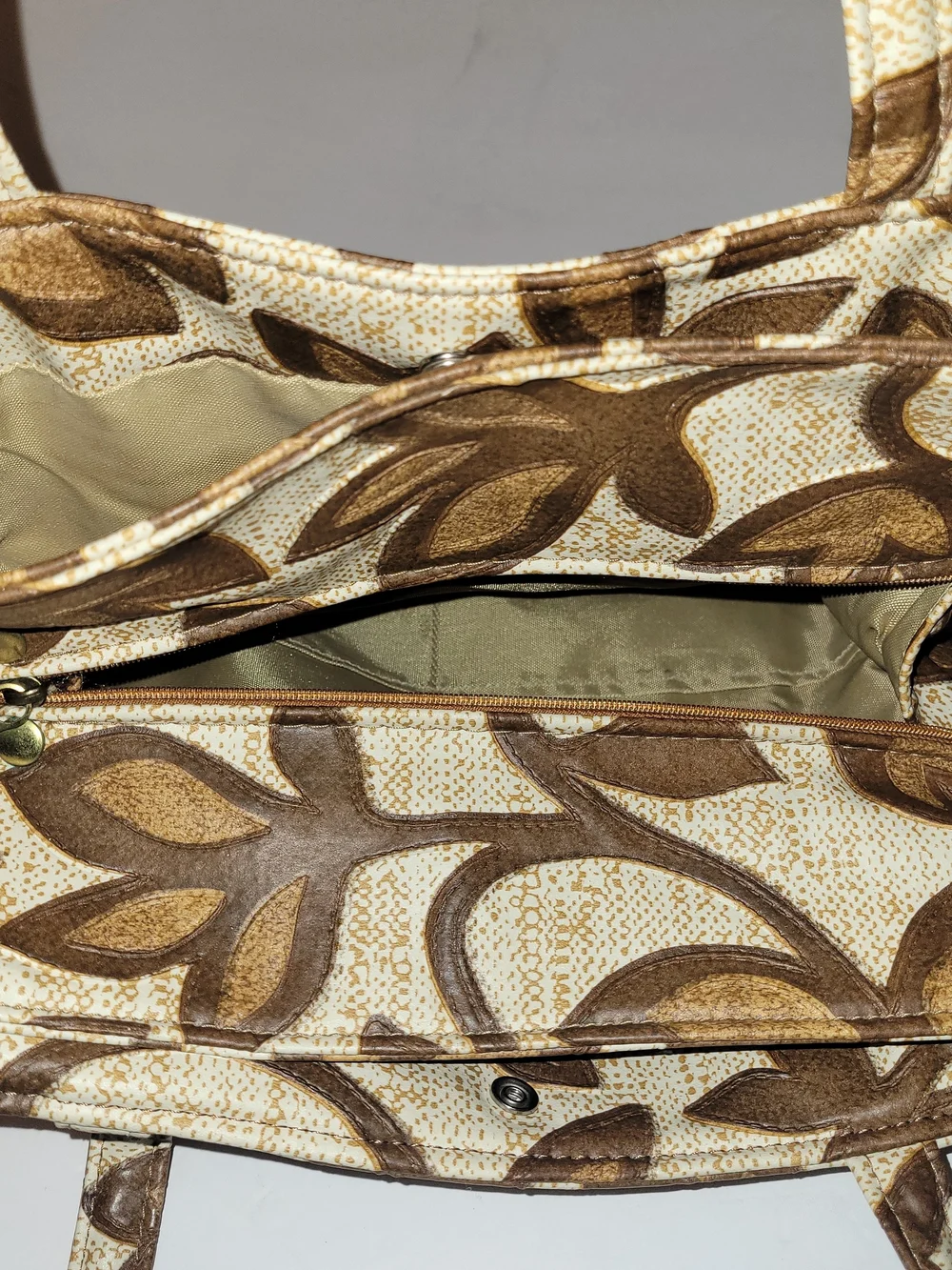 Vintage 60s/70s Fantastic Brown Floral Print Shoulder Bag with Matching Wallet